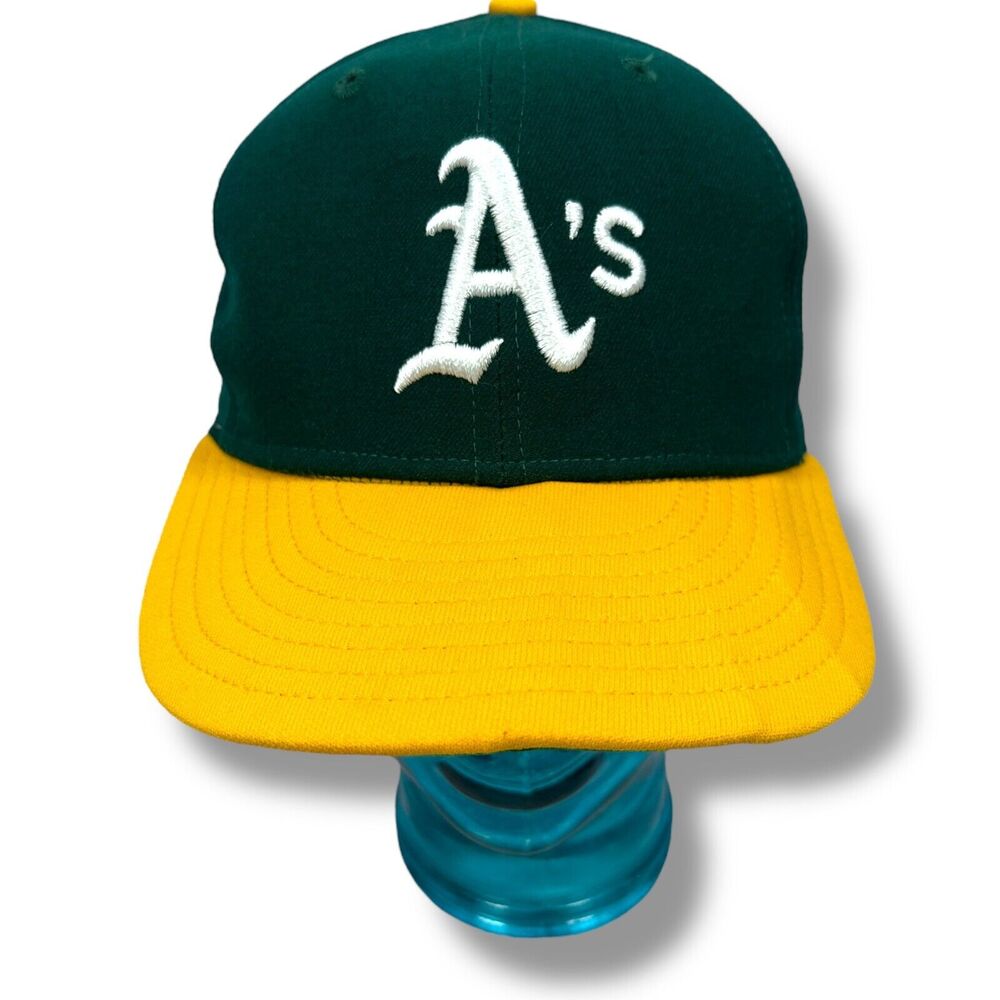 Vintage New Era Oakland Athletics Fitted Hat Cap 80s USA Men’s 7 1/8 Green READ